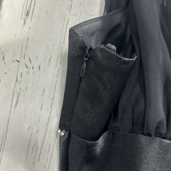 Vintage Cumbia USA Black Cocktail Dress Sheer Mesh Straps Elegant Y2K Evening - Picture 9 of 16